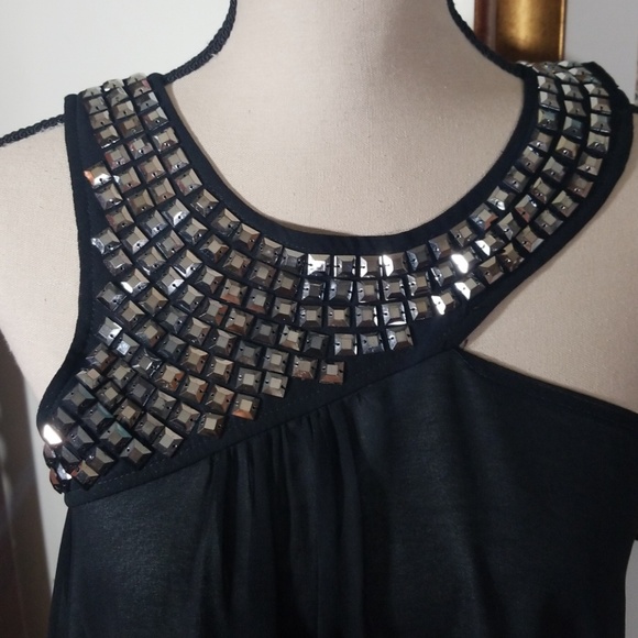 Love Stitch Studded cut out sleveelees black top. Size S - Picture 2 of 8